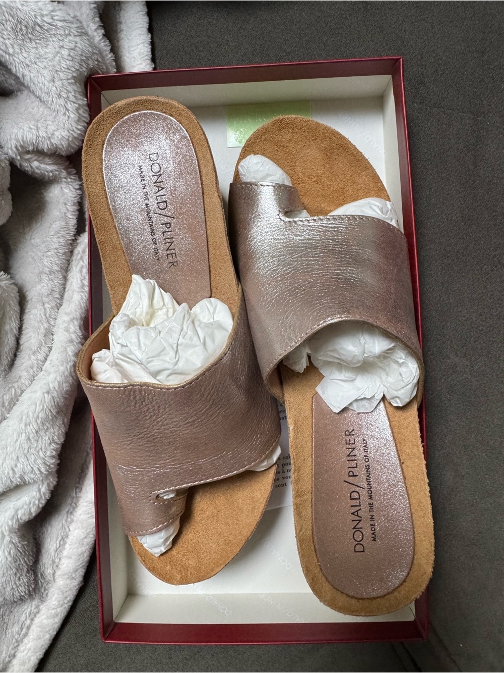 Donald J. Pliner Metallic Rose Slide Sandals
